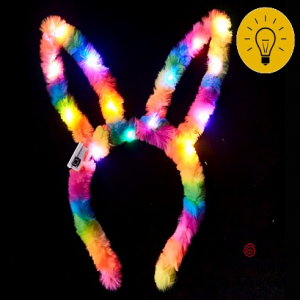 VINCHA OREJAS DE CONEJO LUMINOSA PREMIUM MULTICOLOR SURTIDAS 14 LUCES X 12